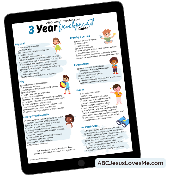 3 Year Development Checklist Printable