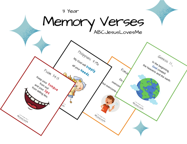 3 Year Memory Verse Cards
