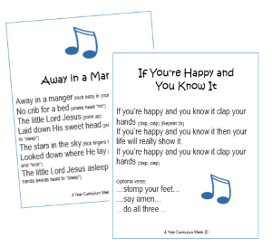 5 Year Bible Song Cards