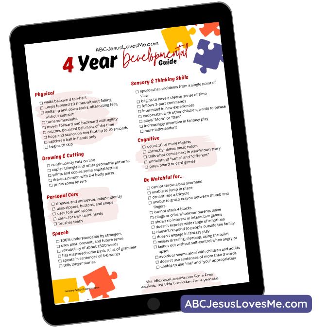 4 Year Development Checklist Printable