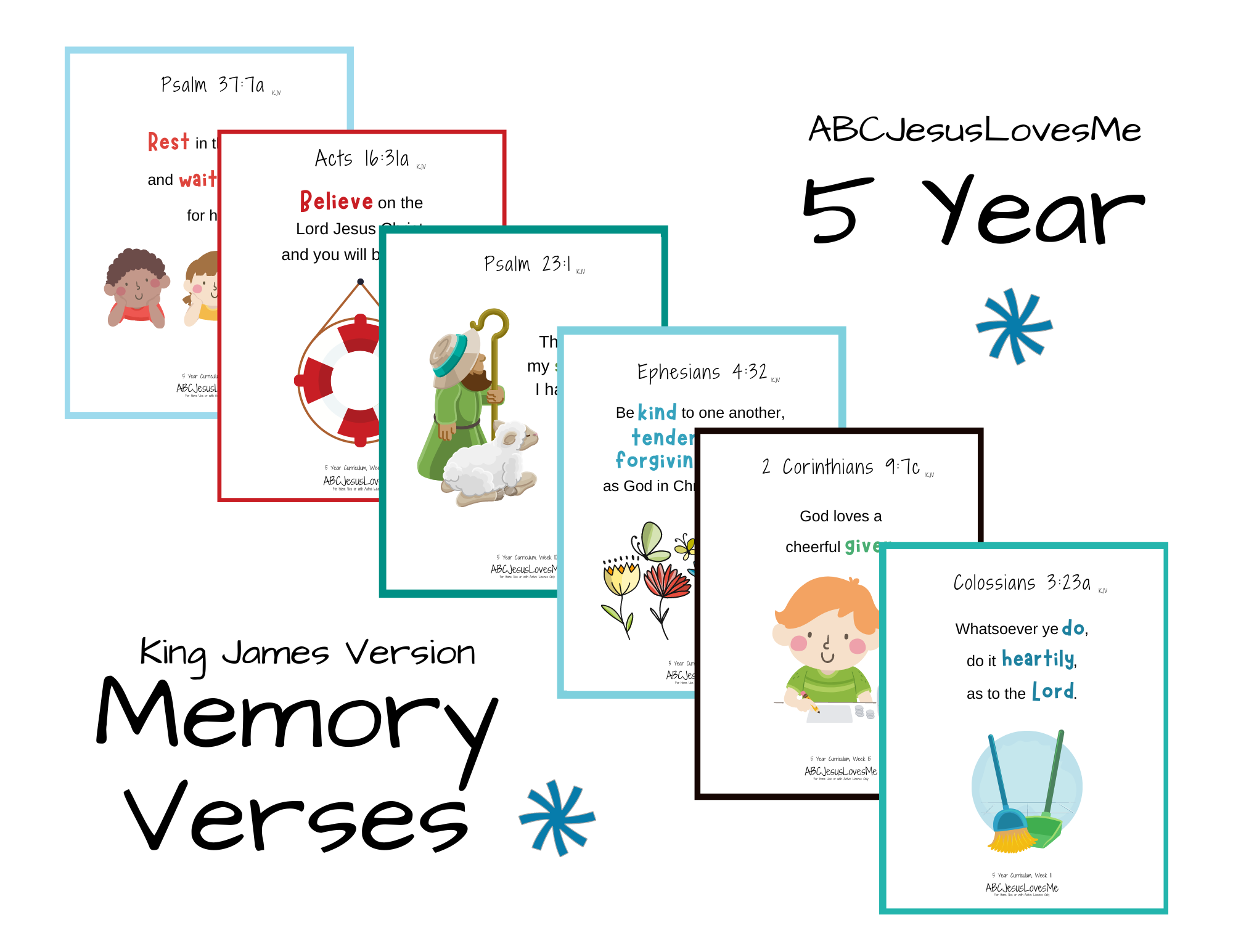 5 Year Memory Verse Cards - KJV