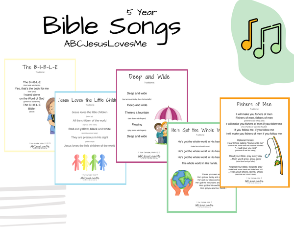 5 Year Bible Songs Packet