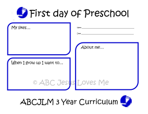 First Day of 3 Year Curriculum