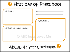 First Day of 1 Year Curriculum
