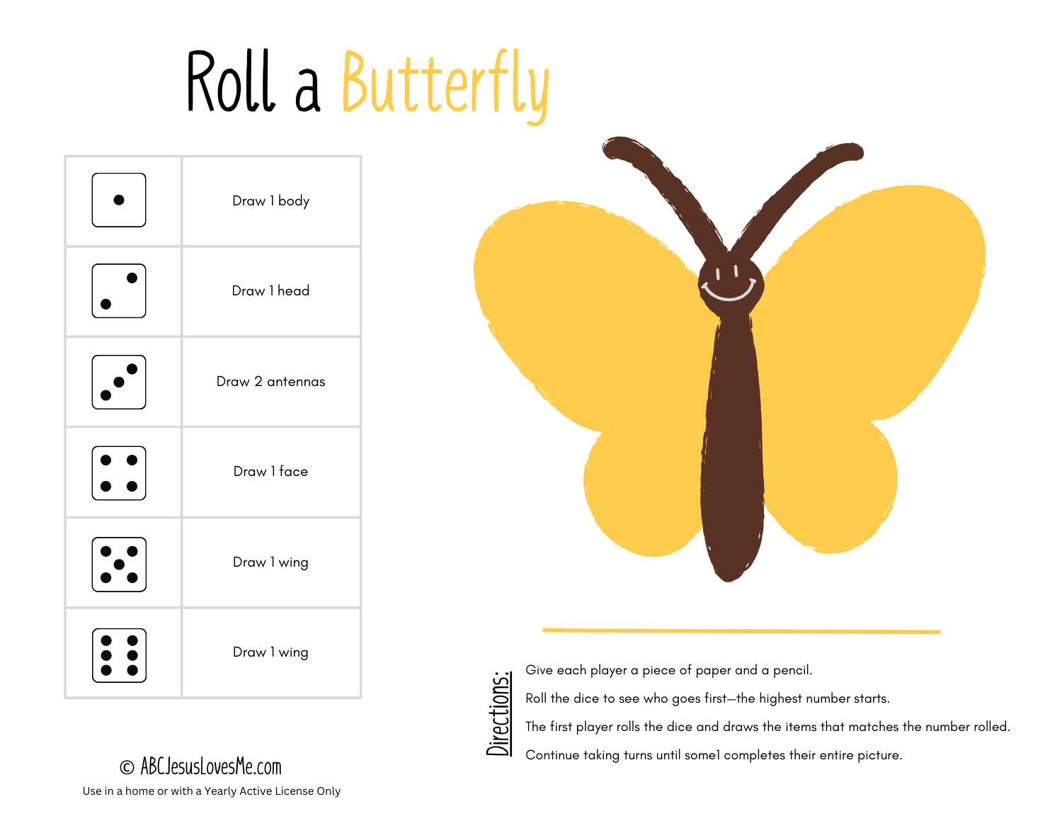 Roll-a-Butterfly Game