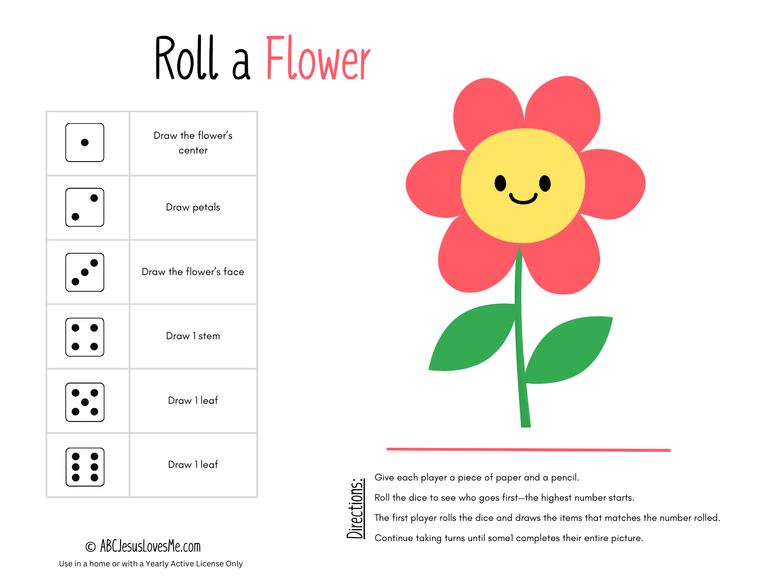 Roll-a-Flower Game