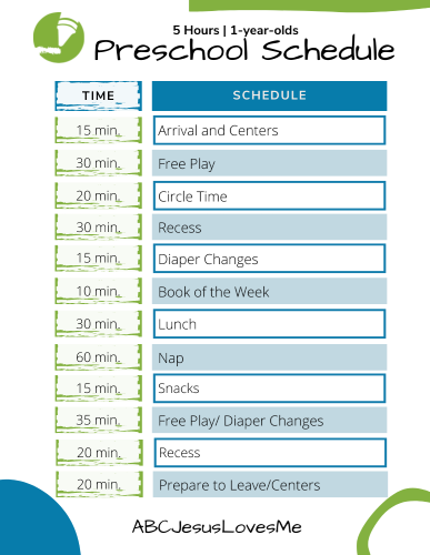 Classroom Schedule for 1-Year-Olds