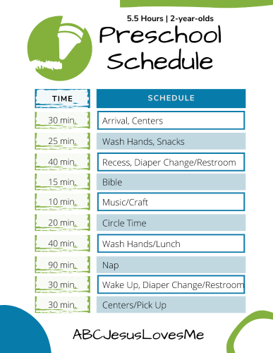 Classroom Schedule 2-Year-Olds