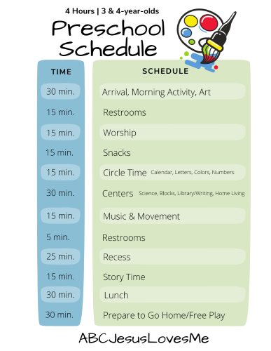 Classroom Schedule 3 and 4-Year-Olds