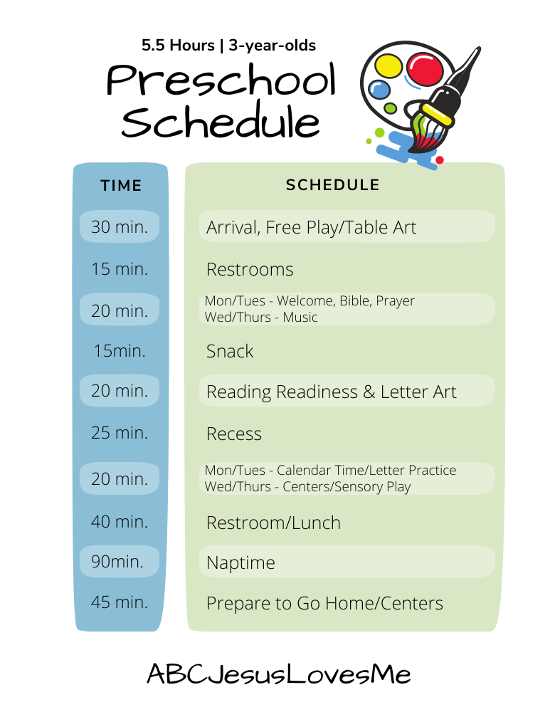 Classroom Schedule 3-Year-Olds