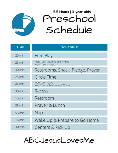 Classroom Schedule 3-Year-Olds
