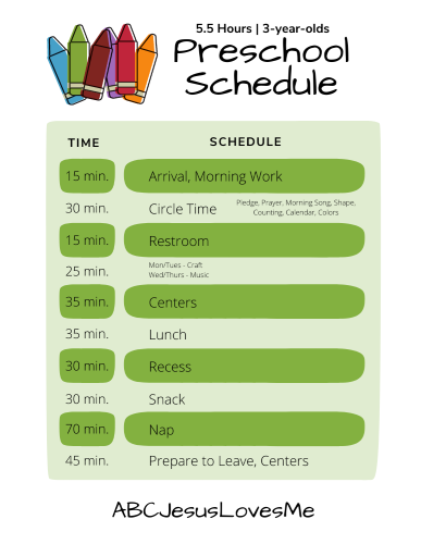 Classroom Schedule 3-Year-Olds
