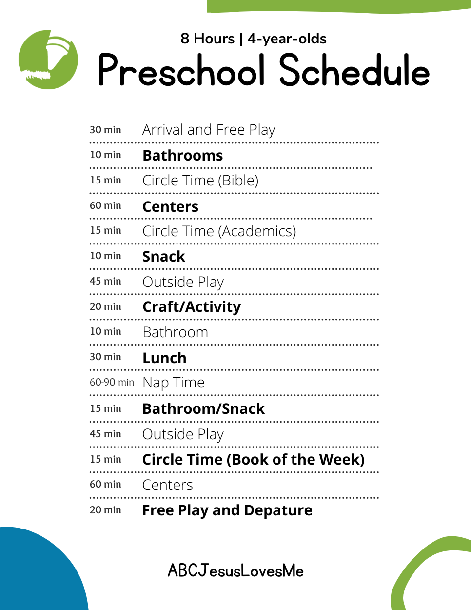Classroom Schedule 4-Year-Olds