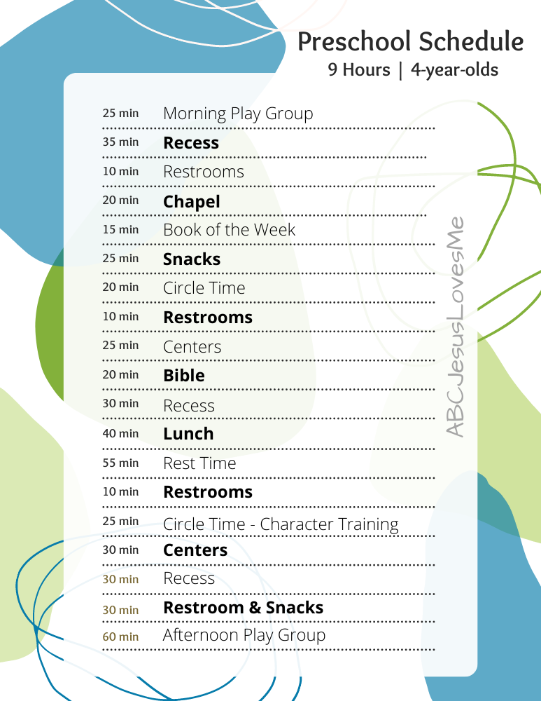 Classroom Schedule 4-Year-Olds