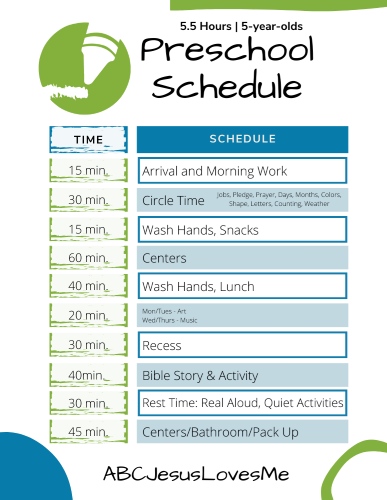 Classroom Schedule 5-Year-Olds