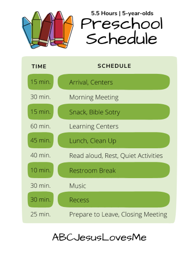 Classroom Schedule 5-Year-Olds