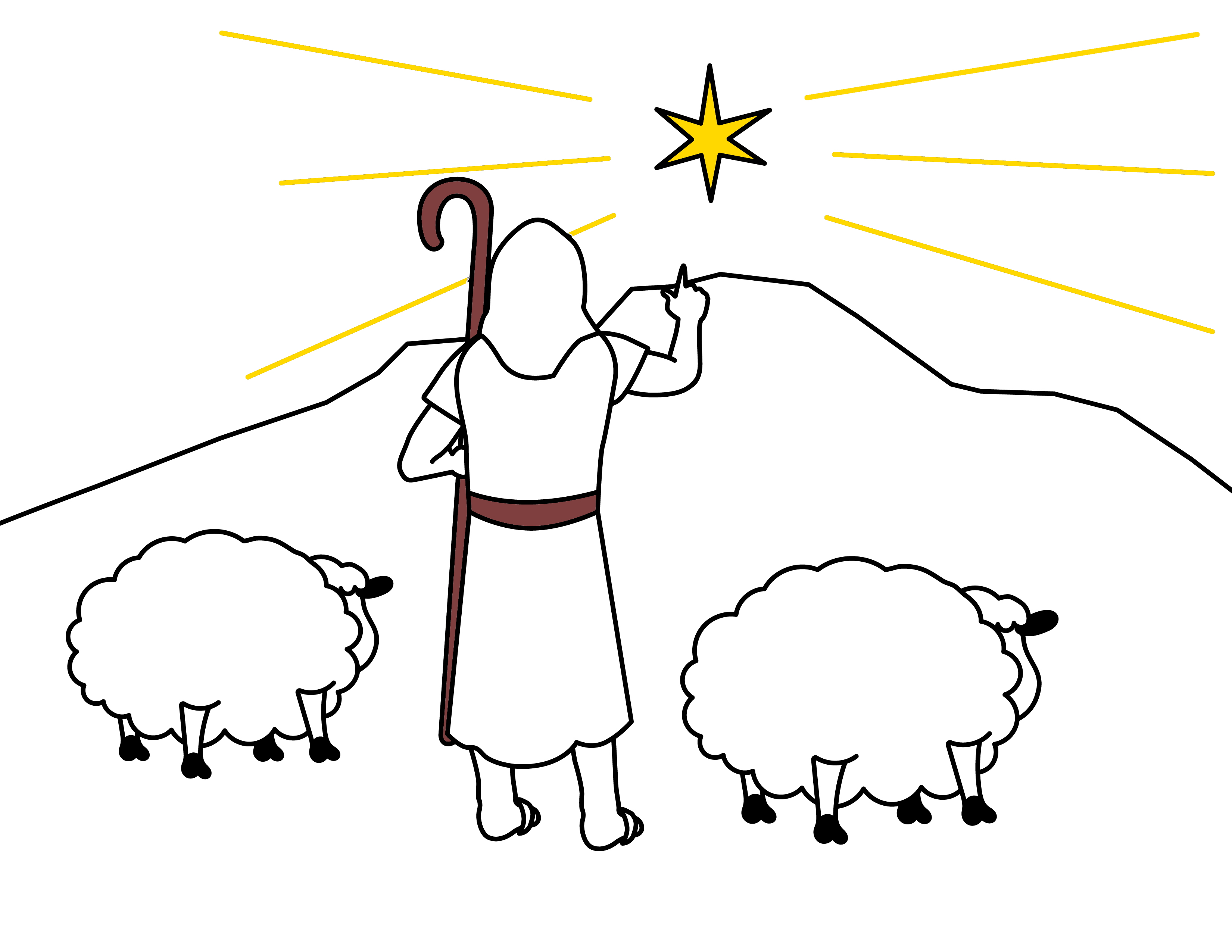 Shepherd Visit Baby Jesus Coloring Worksheet