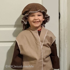 Little boy dressed up like a Bible Character.