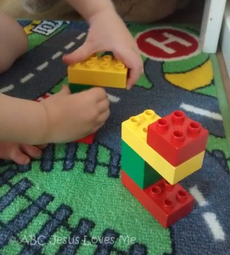 Child playing with blocks