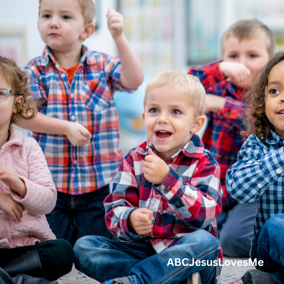 Children singing and doing actions.