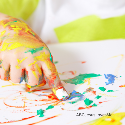 Toddler fingerpainting.