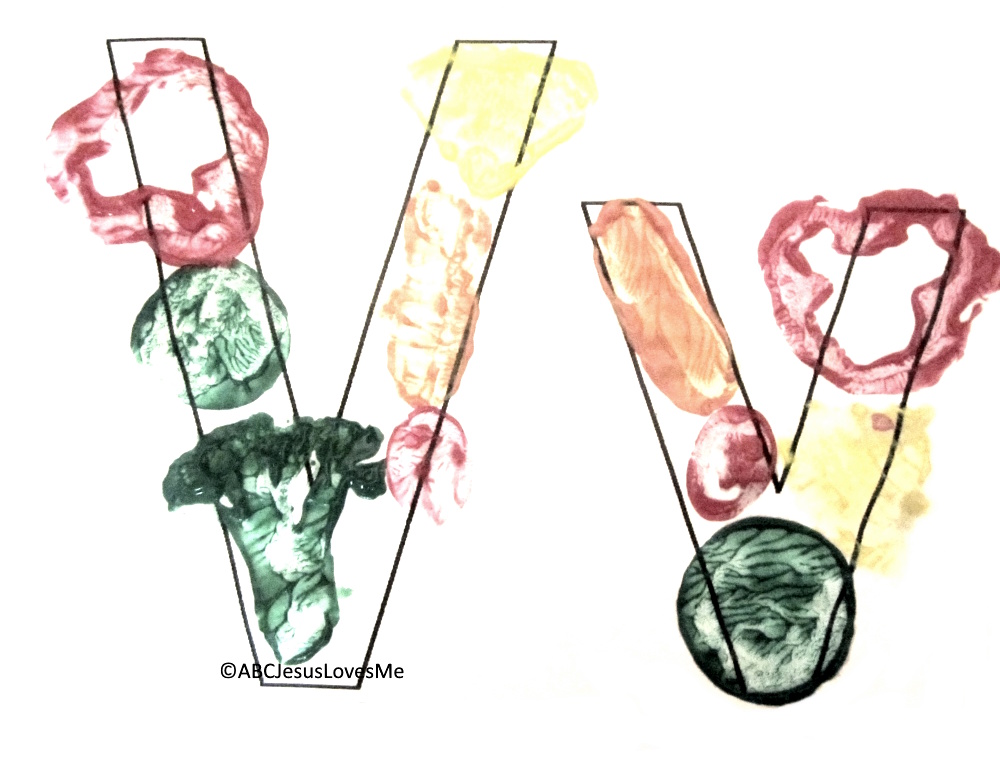 Vegetable Print on the Letter V Poster