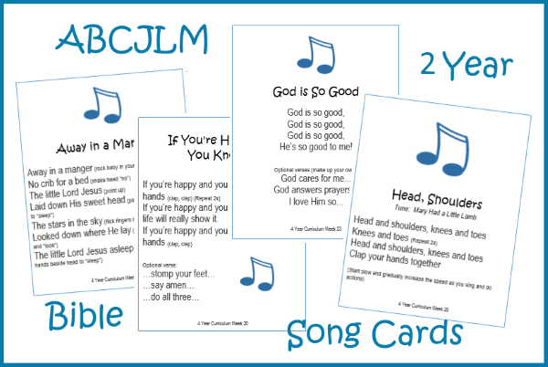 2 Year Bible Song Cards