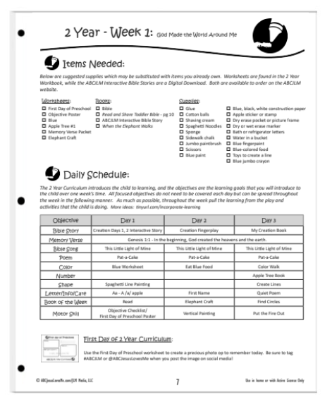 2 Year Curriculum Guide Example