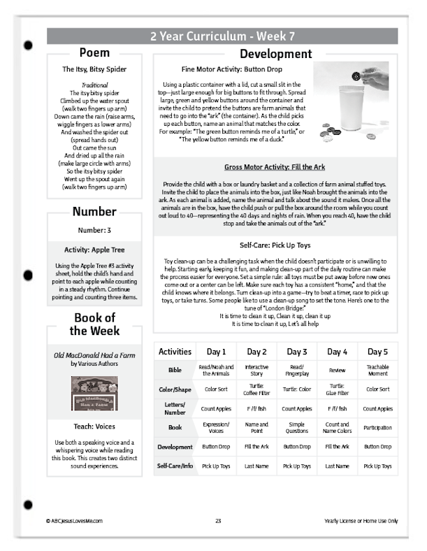 2 Year Curriculum Guide Example