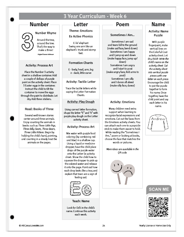 3 Year Curriculum Guide Example