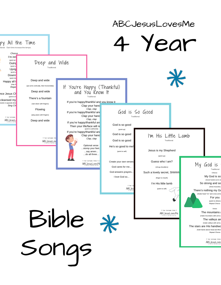 4 Year Bible Songs Packets