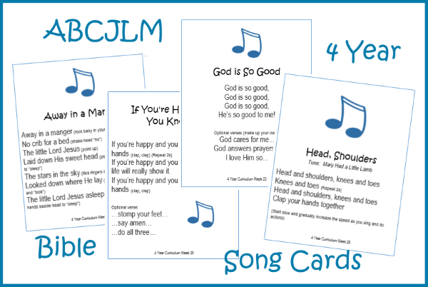 4 Year Bible Song Cards