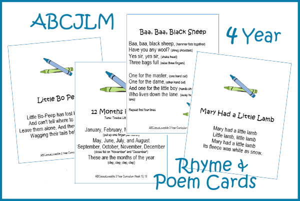 4 Year Poem Cards