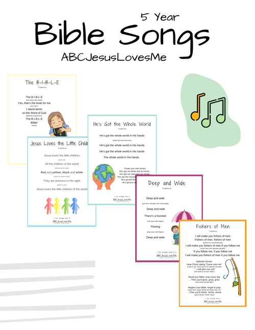 4 Year Bible Songs Packets