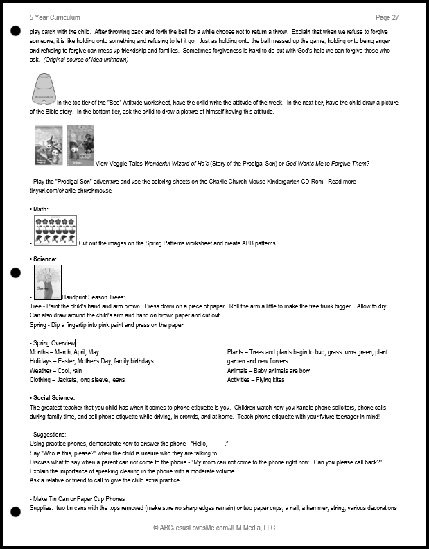 5 Year Curriculum Guide Example