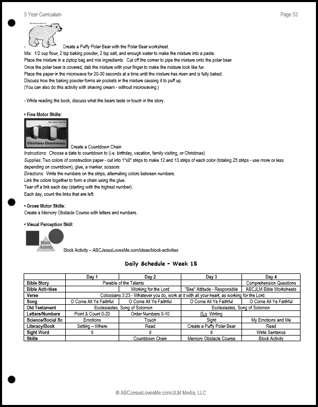 5 Year Curriculum Guide Example