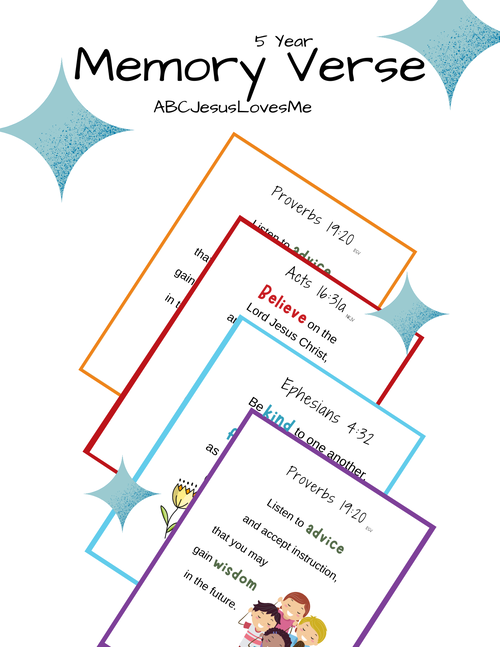 5 Year Memory Verse Packets