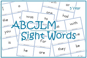 5 Year Sight Word Cards