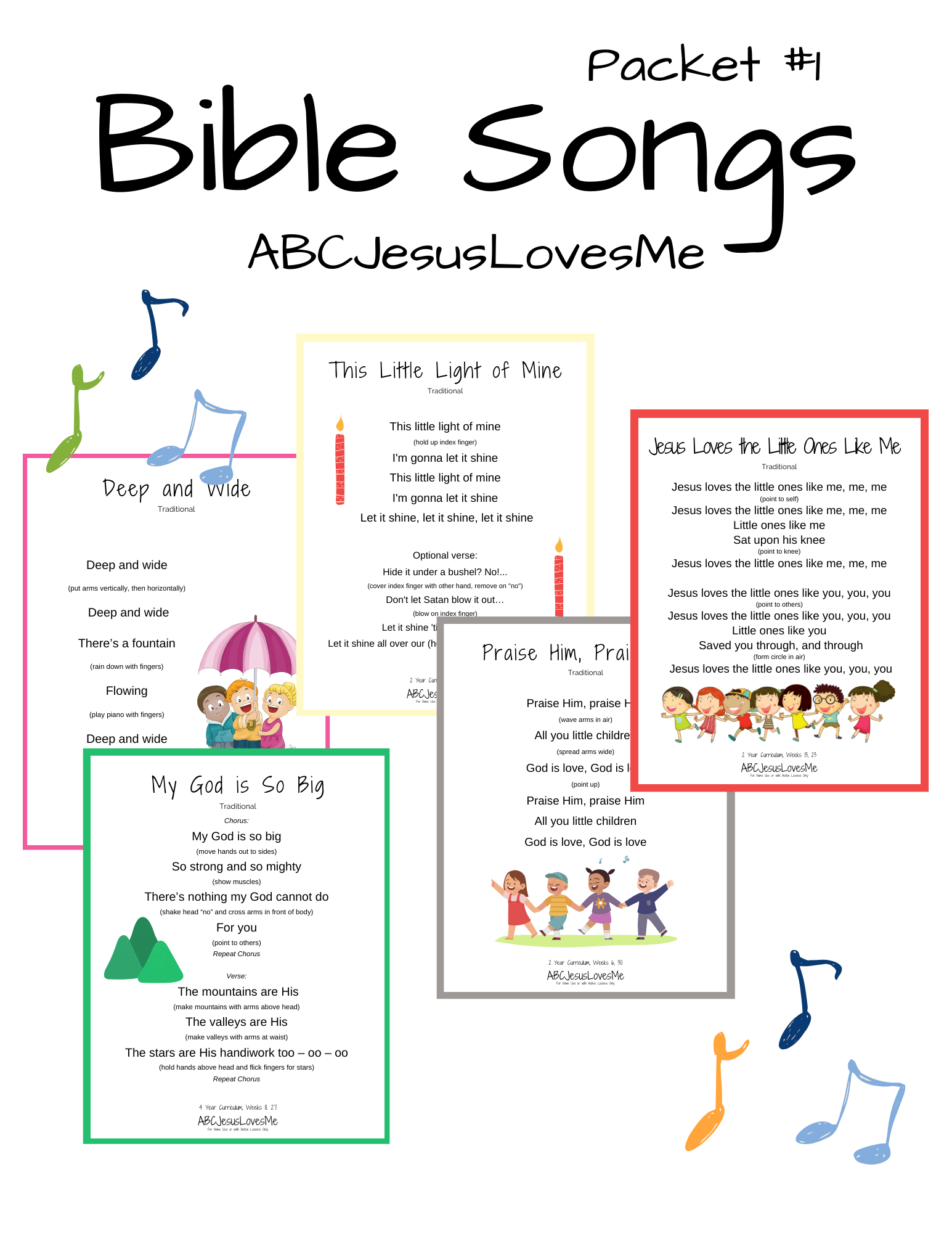 Bible Song Packet #1