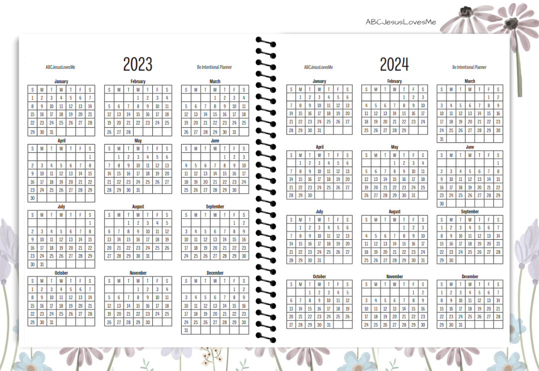 Be Intentional Planner Yearly Layout