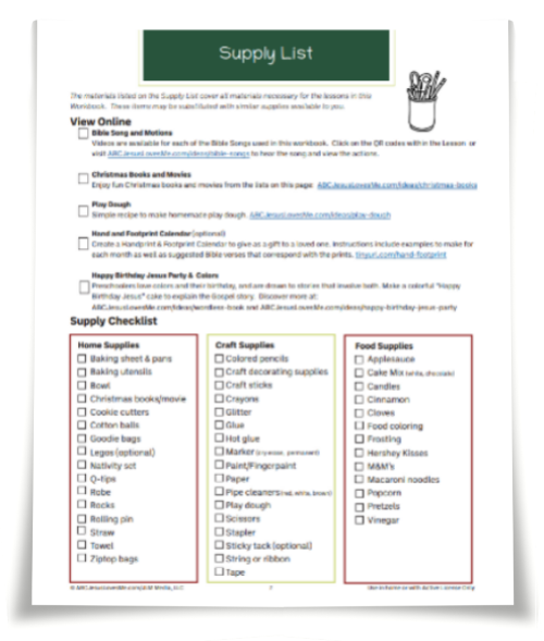 Christmas Workbook Example